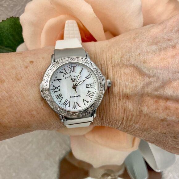 Swiss Legend South Beach Diamond Accented Bezel Stainless Steel Watch MOP Dial - Picture 7 of 15